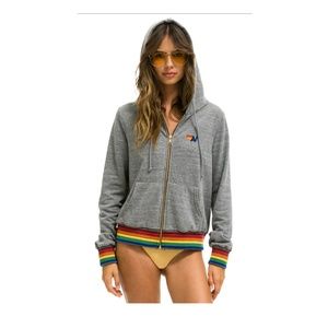 Aviator Nation  Unisex  Rainbow Hooded Sweatshirt - Grey